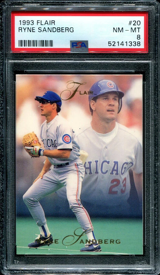 PSA 8 NM MINT 1993 FLAIR RYNE SANDBERG #20 CUBS 41338 B165 - Image 1 of 1