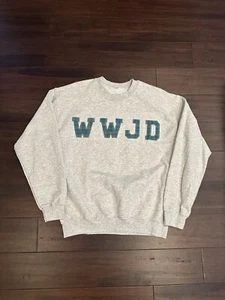 Vintage 90s What Would Jesus Do  Love First Sweatshirt Size Large Bible - Picture 1 of 5