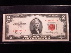 USA $2 1963 A15855471A # UNITED STATES Note RED Seal Jefferson Dollars Money - Picture 1 of 3
