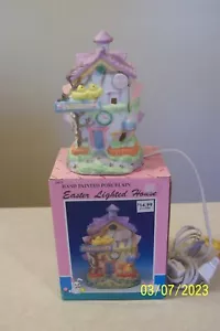 Vintage Easter Lighted House Hand Painted Porcelain Station Village Box 1992 - Picture 1 of 9