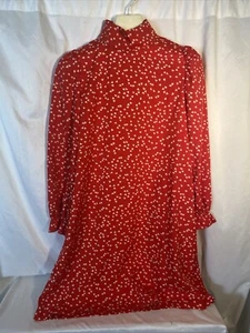 Girls 14Y valentine red Mock neck dress valentines Hearts All Over Print S1 - Picture 1 of 10