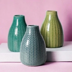 Modern Geometric Colourful Flower Vase Set  Assorted Colours Set Of 3 NEW In Box - Picture 1 of 3