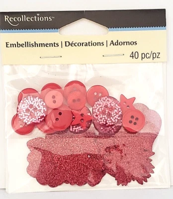 Adornos de botones rojos y formas brillantes Recollections - 40 piezas Foto 1 de 2