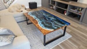 Ocean Epoxy Table, Wood Resin Art Table, Epoxy Dining Table, Handmade Furniture