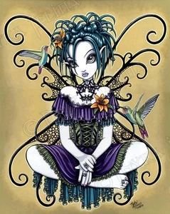 Hummingbird Fariy Art Signed Print Gothic Tiger Lily Faery Lillian Myka Jelina - Bild 1 von 5