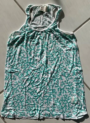 Torn by Ronny Kobo Tank Top Aqua and White Coral Pattern Size Large - Image 1 of 4