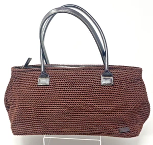 The Sak Handtasche Geldbeutel braune Ledergriffe gewebt gehäkelt - Bild 1 von 17