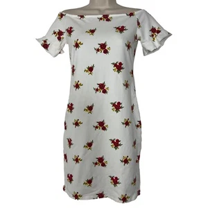 Forever 21 Dress Women's Large Off Shoulder Bodycon Short Sleeve Above Knee - Picture 1 of 10