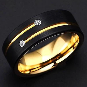 Mens Tungsten Steel Wedding or Everyday Ring ~ Sizes 8 10 13 - Picture 1 of 4