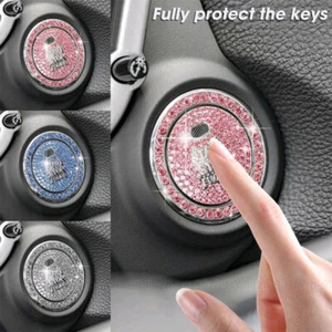 Auto Button Start Switch Decorative Diamond Ring Cap Cover Interior Accessories - Picture 1 of 23