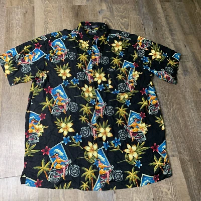 Marc Edwards Shirt Mens Size XXL Black Floral Tropical Motorcycle Button Up - Image 1 of 4