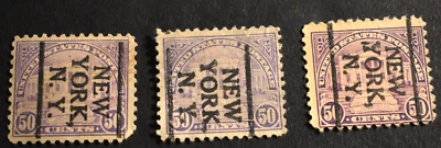 3 - 1922 US Stamps Sc # 570 - 50 Cent - Precancels - New York - Used/NG/F-VF a - Image 1 of 2