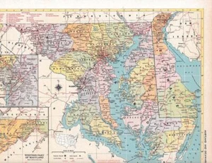 1953 Vintage Maryland & Delaware Map / 9x12 Great For Framing / 70+ years old - Picture 1 of 1