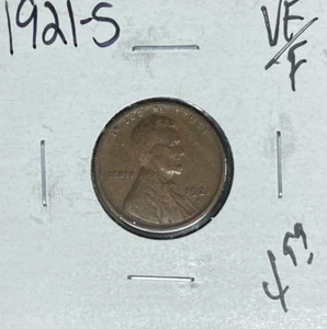 1921-S LINCOLN WHEAT CENT ~ VF/FINE ~NICE COIN~ - Picture 1 of 2