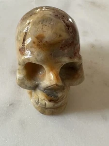 CRAZY LACE AGATE Carved Crystal Skull Size 50 mm - Picture 1 of 2