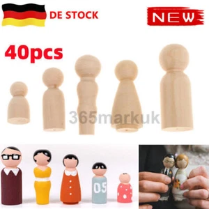 40tlg Holzfiguren Holz Spielfiguren zum Bemalen Basteln Familie Fünf Menschen DE - Bild 1 von 10