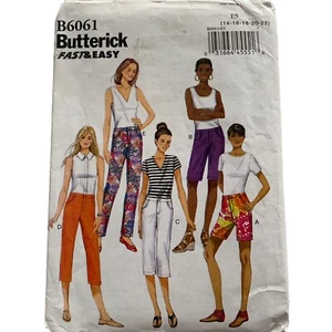 Butterick Pattern B6061 Ms EASY Pantaloncini e pantaloni affusolati 14 16 18 20 22 - Foto 1 di 2