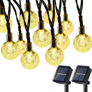 2 Pack LED Outdoor Solar Globe String Lights Waterproof 8 Modes Crystal Ball - Picture 1 of 10
