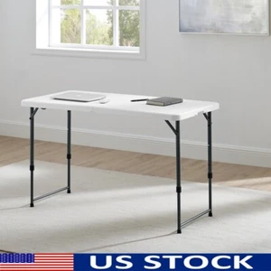 Adjustable Height Folding Table Portable Indoor Outdoor Easy Fold Durable New - Picture 1 of 14