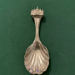 Sammlerstück Souvenir Silber Muschel Muschel Dose Löffel mit 3D Schloss Palast Topper - Bild 1 von 7