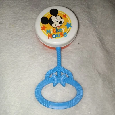 Vintage Mickey Mouse Baby Rattle White/Red With Stars Disney Collectible  - Image 1 of 2