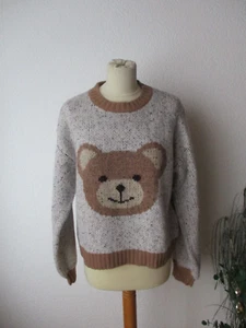 debut Damen Pullover Gr. 42 braun-mehrfarbig Teddykopf NEU - Bild 1 von 6