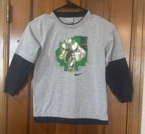 Nike T-Shirt Youth Size 7 Layered Long Sleeve Football Gray Navy Blue Green - Picture 1 of 4