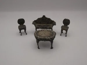 ATTRAKTIVES MINIATUR SILBER PUPPENSTUBENMÖBEL SET London 1969/1970 - Bild 1 von 16