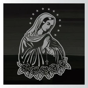 Virgin of Lady of Guadalupe Praying Catholic LARGE 13.5x10" SILVER Decal Sticker - Picture 1 of 1