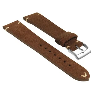 StrapsCo Suede Vintage Hand-Stitched Leather Watch Strap - Extra Long Length - Picture 1 of 37