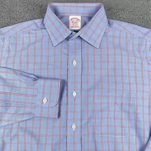 Brooks Brothers Shirt Mens 15.5 33 Blue Red Check Madison Fit Non Iron Business - Picture 1 of 10