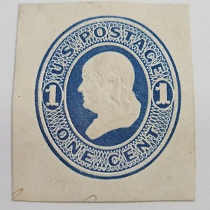 US Cut Square Sc U74, 1c blue on white, Mint CV$32.50 (504C89) - Picture 1 of 1