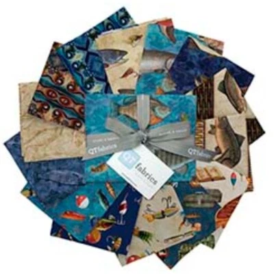 Fish Tails•HUGE• 14) Pc Fat Quarter Fabric Bundle! 100% Cotton! Fast Ship!  - Image 1 of 4