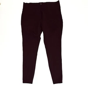 Matty M Women's High Rise Ponte Slub Slimming Legging Dark Red Pockets Size L - Picture 1 of 6