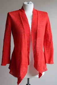 Eileen Fisher XS Linen Blend Red-Orange Knit Open Front Cardigan Sweater - Picture 1 of 9