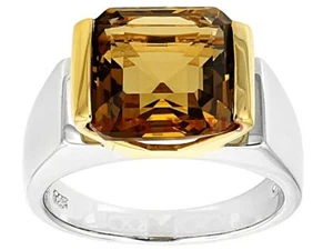 Piedra preciosa de cuarzo miel natural con anillo de plata de ley 925 para hombre #2862 - Imagen 1 de 3