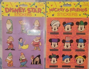 2 Vintage 1993 Packs Gibson Disney Stickers Snow White Mickey Mouse New Sealed - Picture 1 of 4