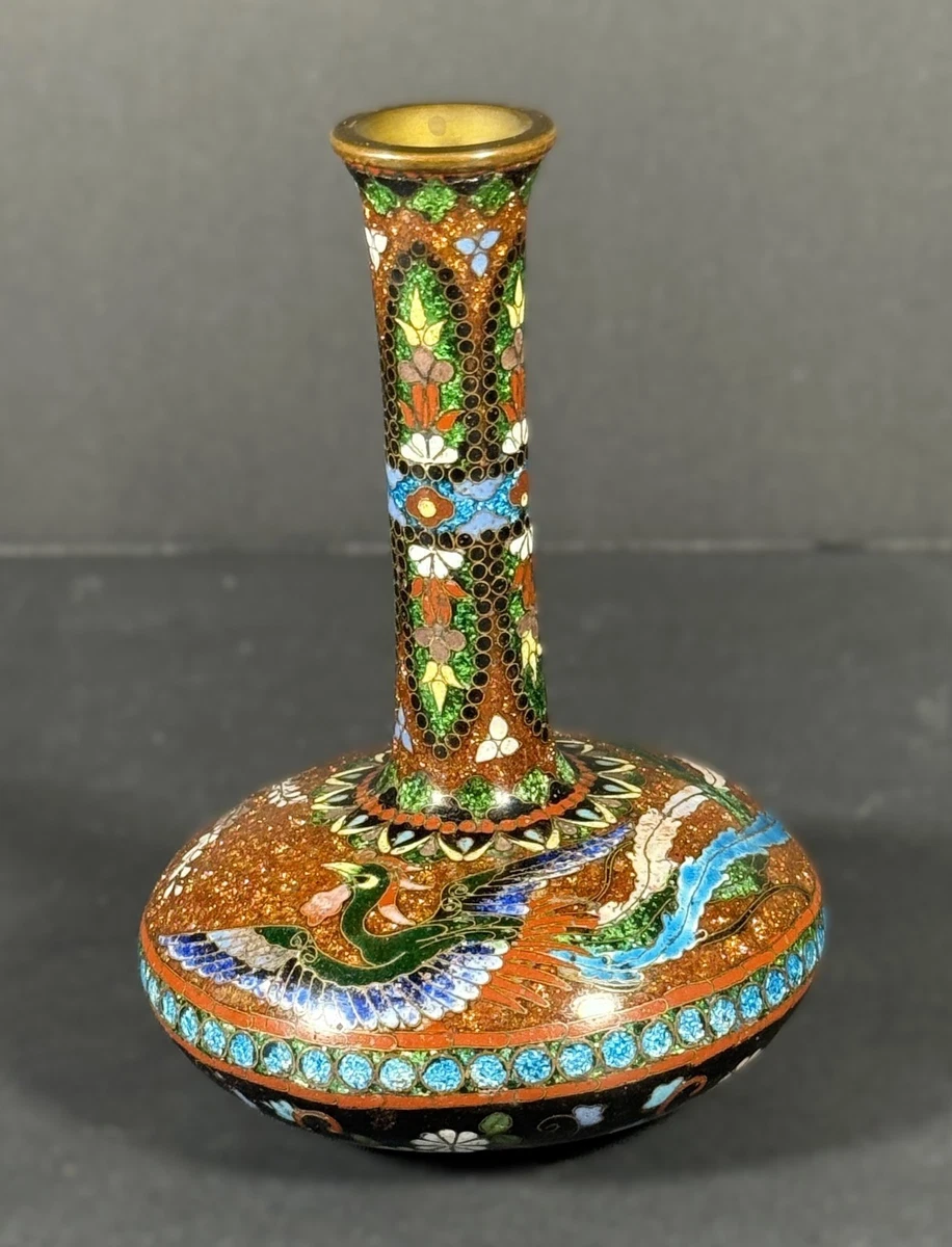 多色景泰蓝日本古董花瓶| eBay