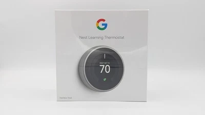 ЗАПЕЧАТАННЫЙ обучающий термостат Google Nest 3-го поколения T3007ES нержавеющая сталь A+ - Изображение 1 из 4