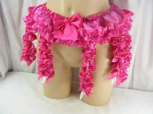 sissy satin CERISE suspender belt garter lingerie 4,6,8 strap unisex mens - Picture 1 of 5