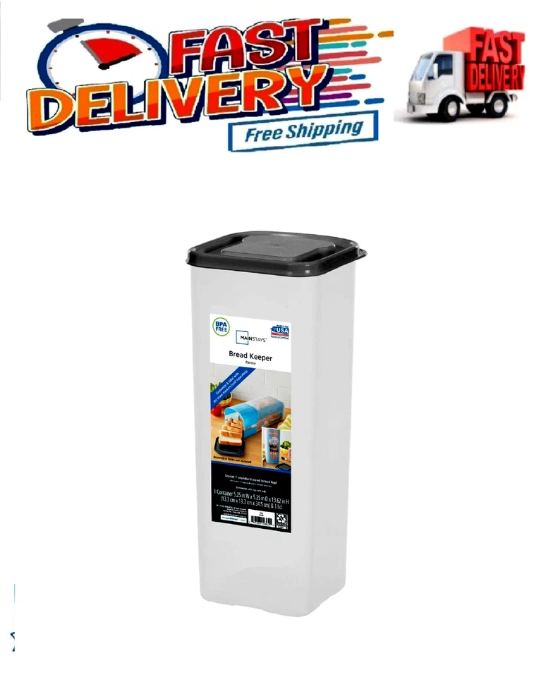 Mainstays Bread Storage Container Durable Plastic Single-Loaf Keeper with Lid - Image 1 of 4