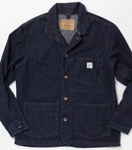 Gap Chore Coat Worker Jacket 80s Denim Work Rinsed L 100% Cotton Button Front - Picture 1 of 24