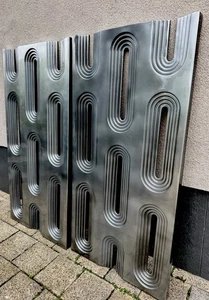 Two Panels Modern Wall Space Age Style Mid-century Style Chrome Effect Colour - Picture 1 of 9