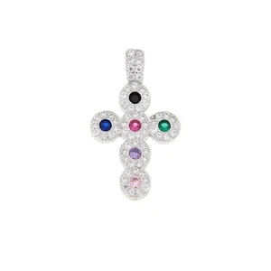 CROCE IN ARGENTO 925, CON STRASS NATURALI - Foto 1 di 1