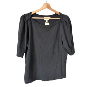 NATION LTD Evereve Deanna Envelope T-Shirt Black Organic Cotton Puff Sleeve XL - Picture 1 of 6