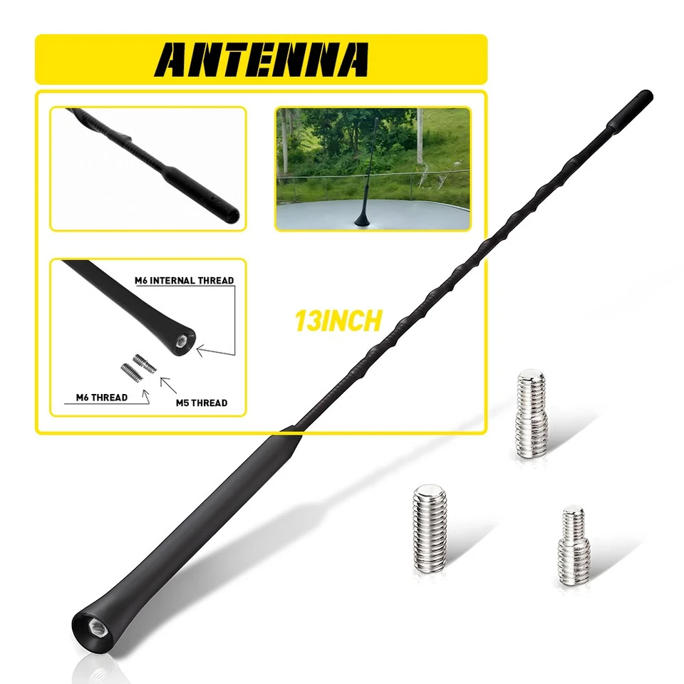 13" AM FM Radio Antenna for Jeep Wrangler JK JL 2007-2018 Rugged Ridge US M - Image 1 of 4