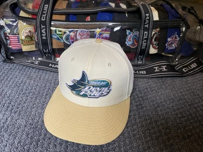 Tampa Bay Devil Rays Fitted Hat Size 7 New Era MLB White and Light brown - Image 1 of 4