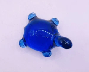 Cobalt Art Glass Cobalt Blue Tortoise Turtle Paperweight Figurine 2.5” x 3” - Picture 1 of 6