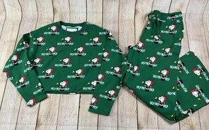 Women’s American Eagle Fleece PJ Pajama Set Size Large Peanuts Christmas Set - Picture 1 of 10