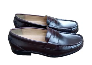 Ralph Lauren Chaps Penny Loafers Mens 9.5 M Burgundy Leather Contributor Shoes - Picture 1 of 4